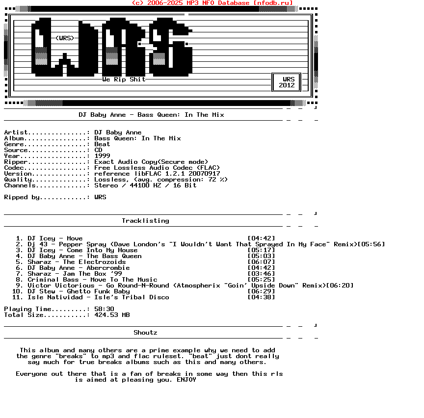 Dj_Baby_Anne-Bass_Queen_In_The_Mix-CD-FLAC-1999-Wrs