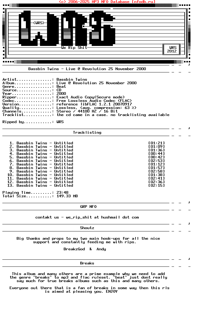 Bassbin_Twins-Live_At_Revolution_25_November_2000-Limited-CDR-FLAC-2000-Wrs