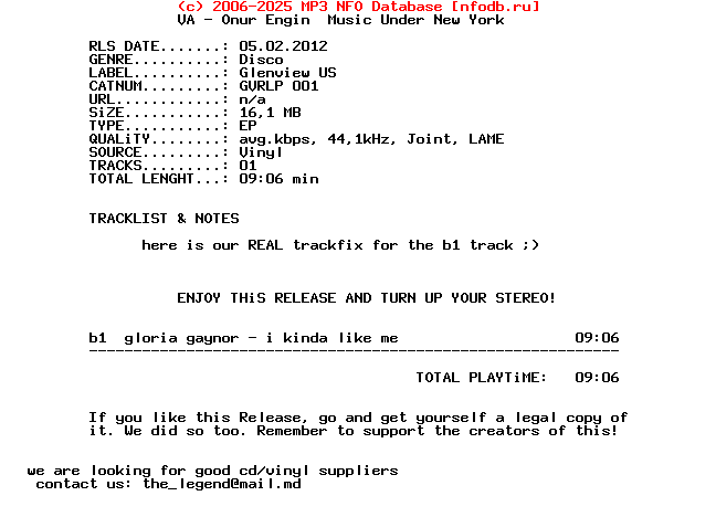 VA-Onur_Engin__Music_Under_New_York-(GVRLP001)-Repack_Trackfix-2Xvinyl-2012-BF