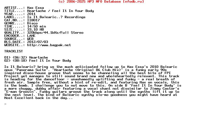 Max_Essa-Heartache__Feel_It_In_Your_Body-(IIB017)-WEB-2011