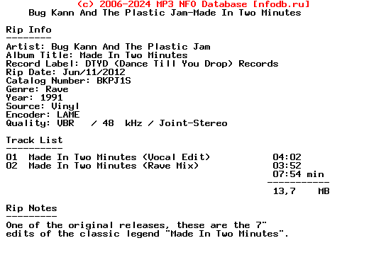 Bug_Kann_And_The_Plastic_Jam-Made_In_Two_Minutes-(BKPJ1S)-Vinyl-1991-Xxs