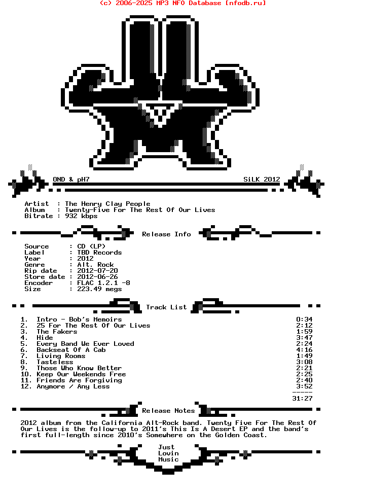 The_Henry_Clay_People-Twenty-Five_For_The_Rest_Of_Our_Lives-CD-FLAC-2012