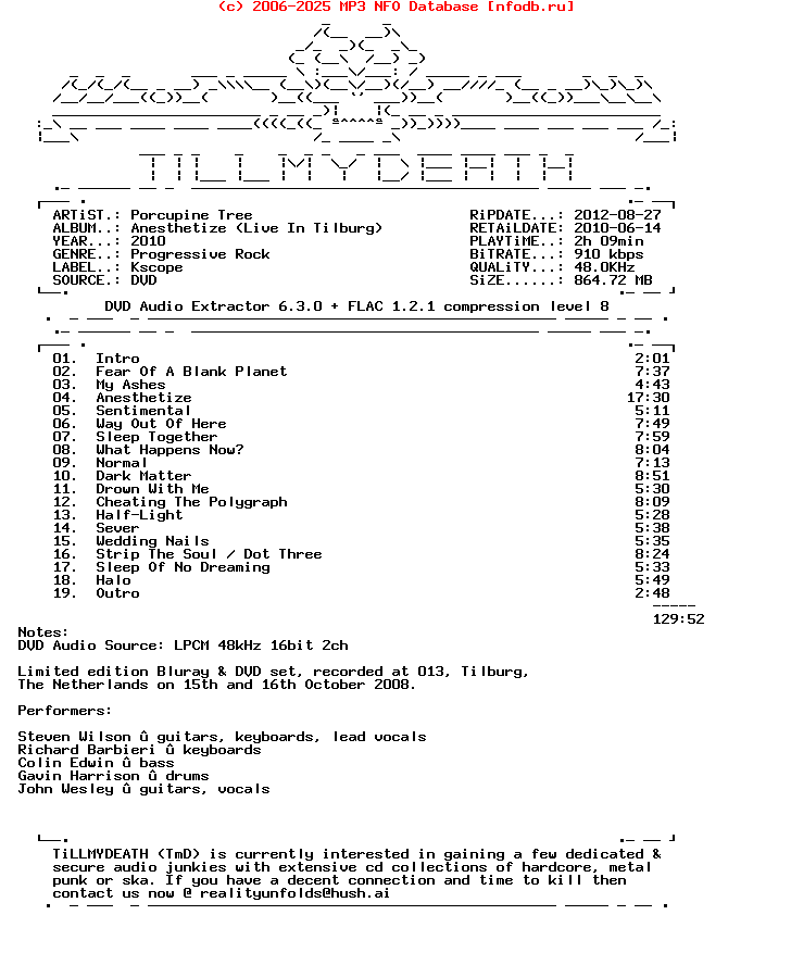 Porcupine_Tree-Anesthetize_(LIVE_IN_TILBURG)-Ltd_Edition-DVD-FLAC-2010