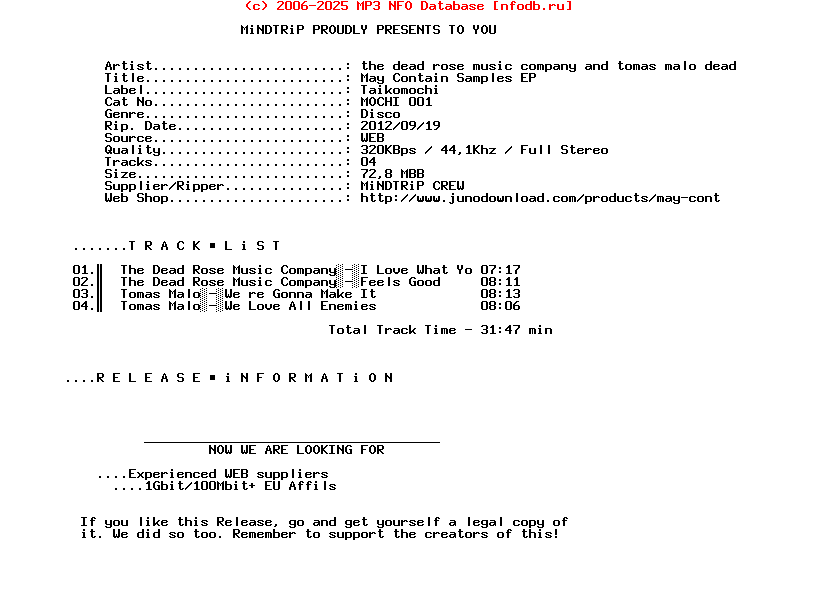 The_Dead_Rose_Music_Company_And_Tomas_Malo_Dead-May_Contain_Samples_Ep_(MOCHI001)-WEB-2011