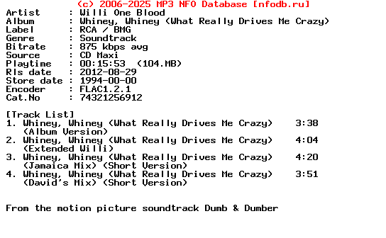 Willi_One_Blood-Whiney_Whiney_(WHAT_REALLY_DRIVES_ME_CRAZY)-CDM-1994
