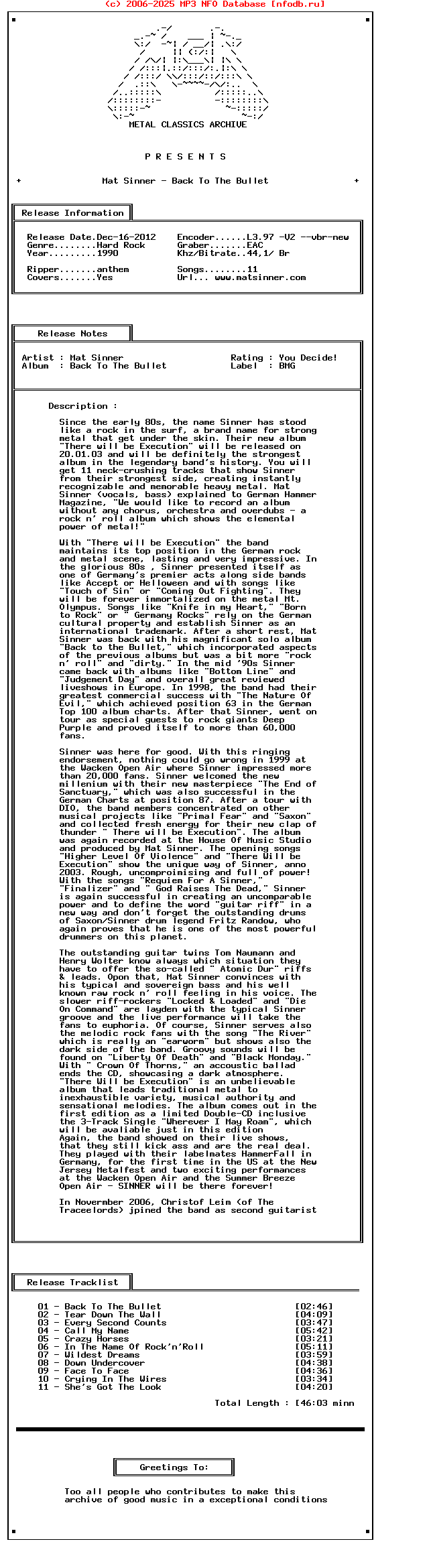 Mat_Sinner_-_Back_To_The_Bullet-1990-Mca_Int