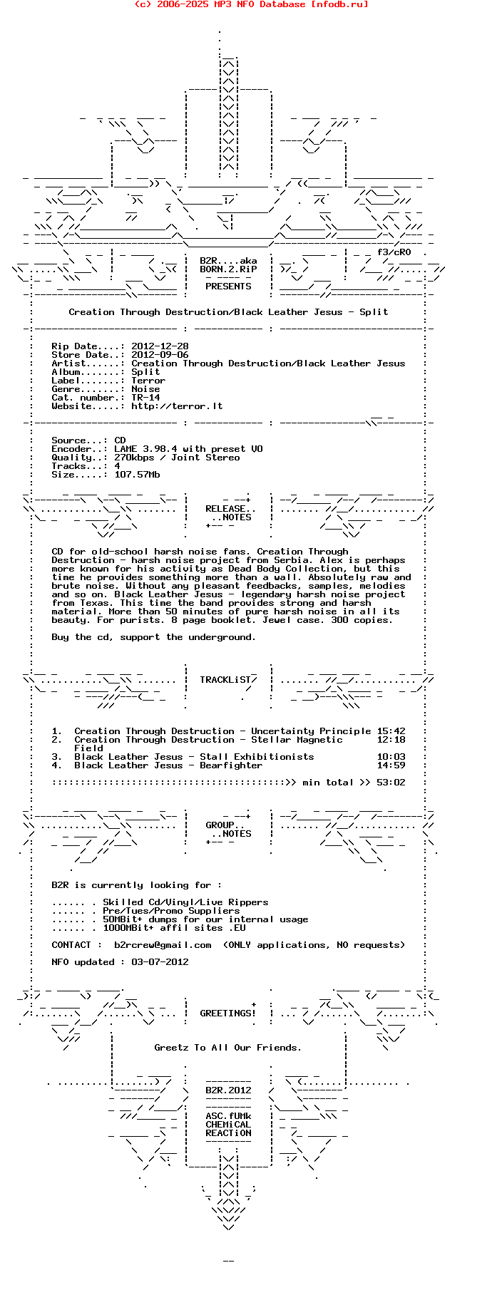 Creation_Through_Destruction-Black_Leather_Jesus-Split-2012