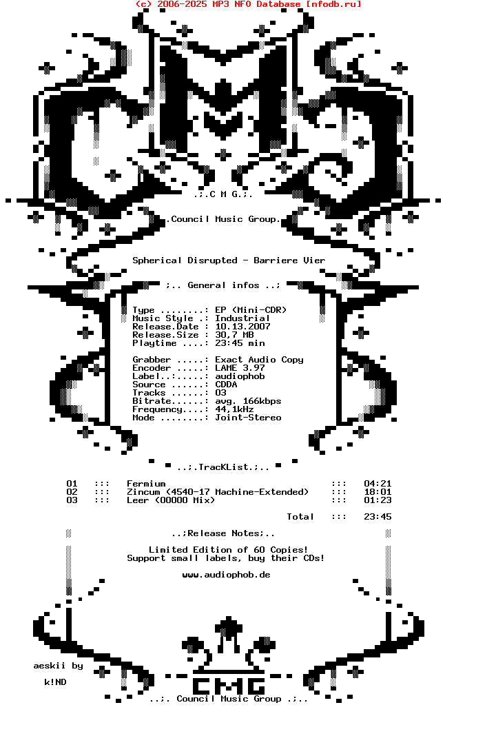 Spherical_Disrupted-Barriere_Vier-.Audiophob.-Limited_Edition_Cdr-2007-CMG