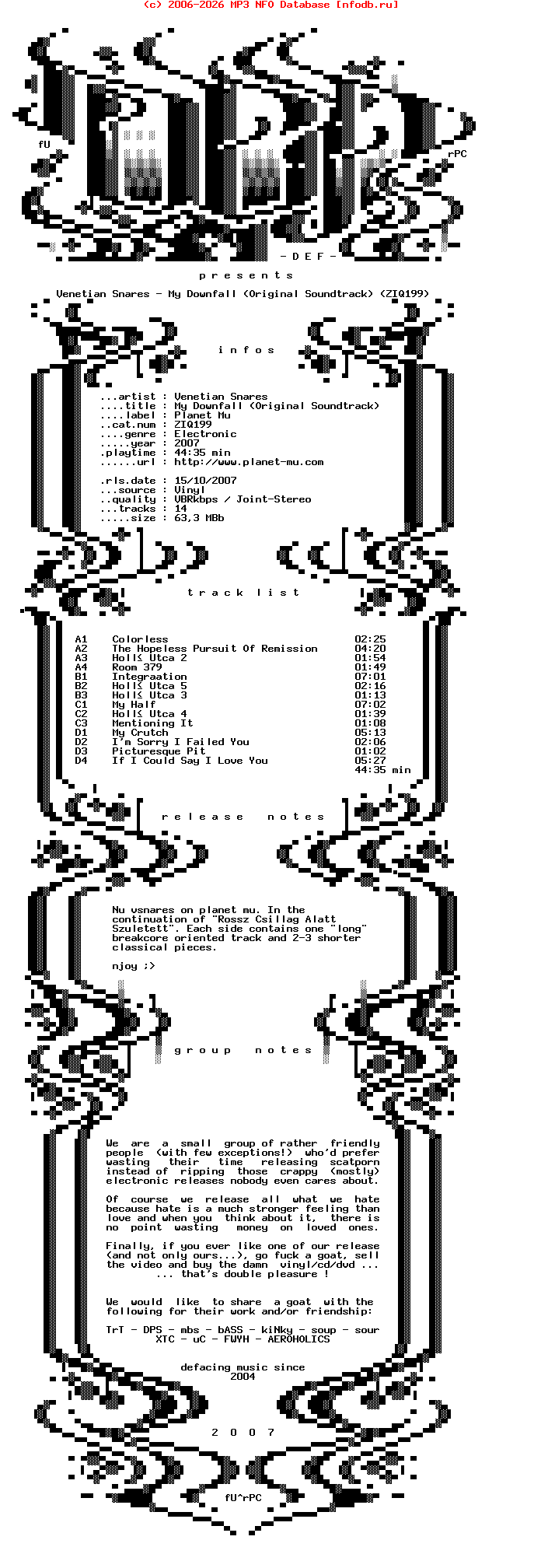 Venetian_Snares-My_Downfall_(ORIGINAL_SOUNDTRACK)-(ZIQ199)-2Lp-2007-DEF