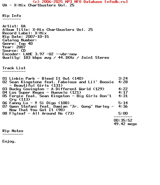 VA-X-Mix_Chartbusters_Vol._25-2007