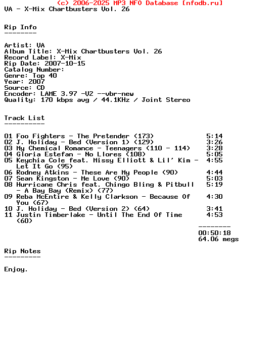 VA-X-Mix_Chartbusters_Vol._26-2007