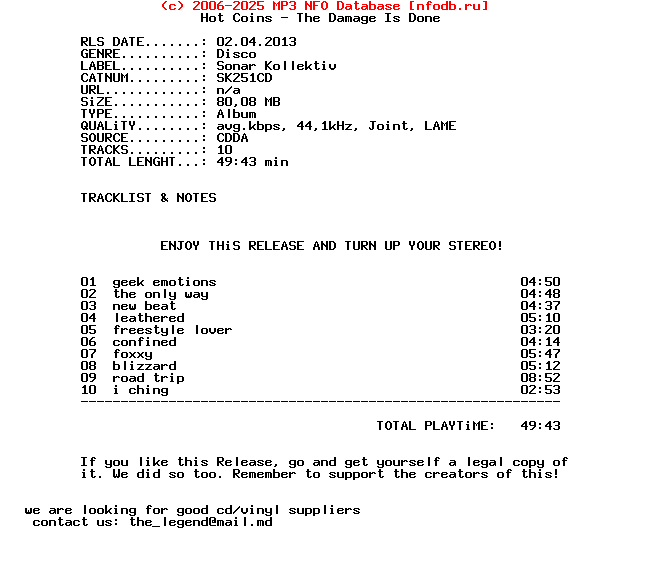 Hot_Coins-The_Damage_Is_Done-(SK251CD)-CD-2013