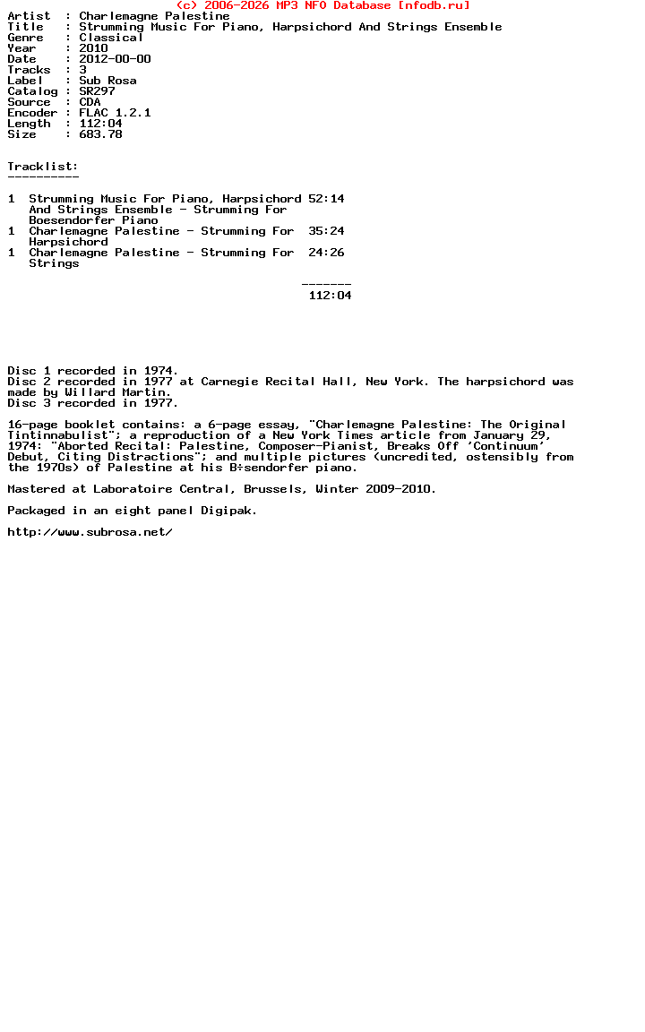 Charlemagne_Palestine-Strumming_Music_For_Piano_Harpsichord_And_Strings_Ensemble-3CD-FLAC-2010