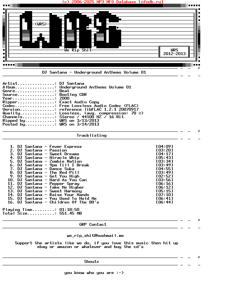 Dj_Santana-Underground_Anthems_Volume_01-Bootleg-CDR-FLAC-2000-Wrs