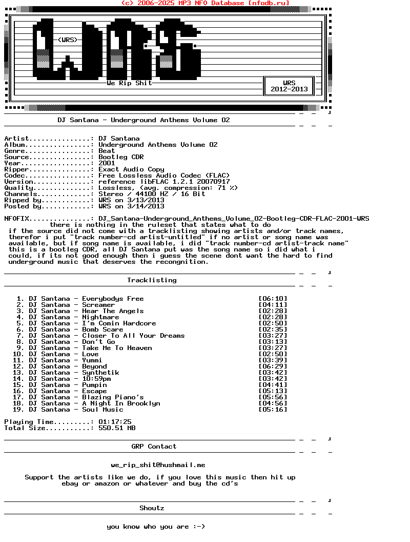 Dj_Santana-Underground_Anthems_Volume_02-Nfofix-Bootleg-CDR-FLAC-2001-Wrs
