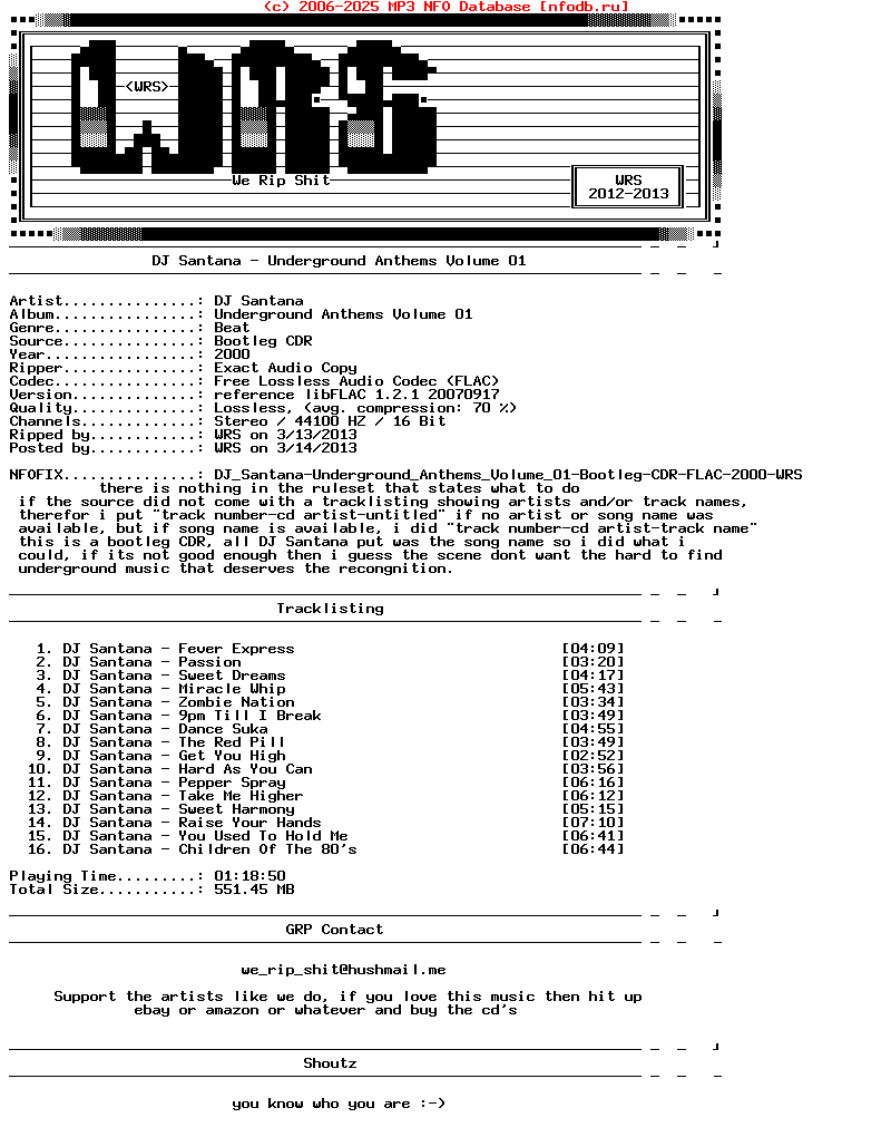 Dj_Santana-Underground_Anthems_Volume_01-Nfofix-Bootleg-CDR-FLAC-2000-Wrs