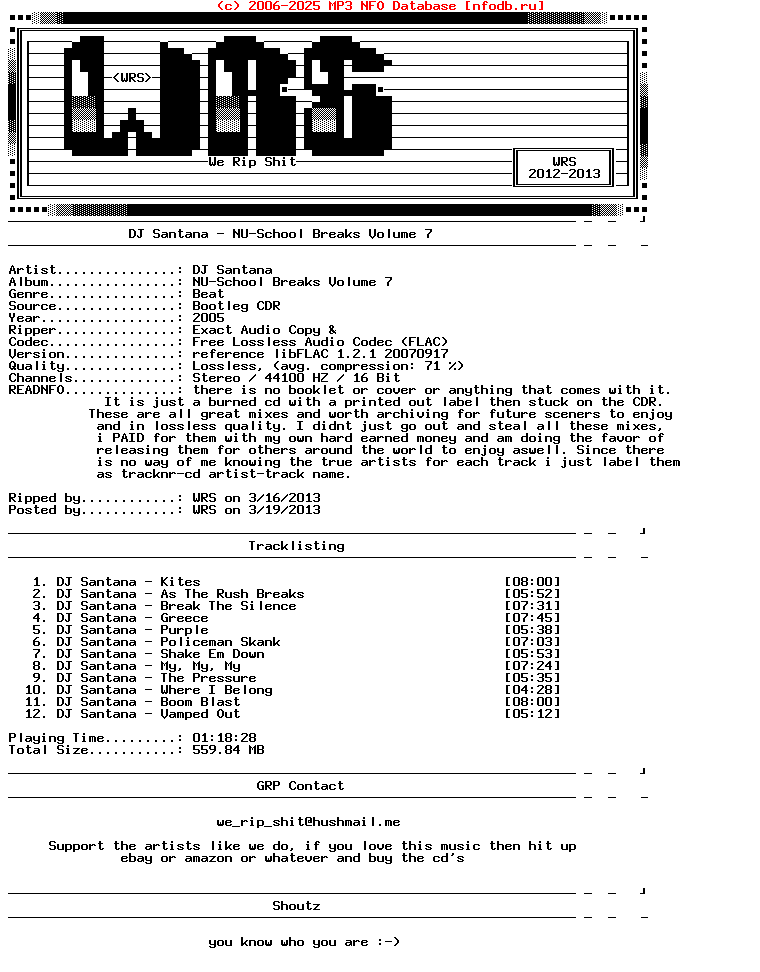 Dj_Santana-Nu-School_Breaks_Volume_7-Readnfo-Bootleg-CDR-FLAC-2005-Wrs