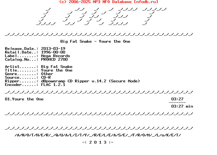 Big_Fat_Snake-Youre_The_One-Promo-CDR-FLAC-1996