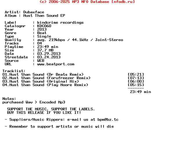 Dubaxface-Must_Than_Sound_Ep-Kdc060-WEB-2013