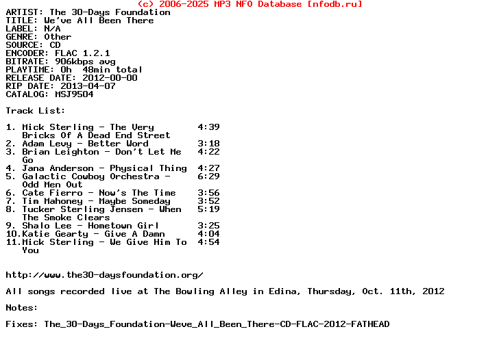 VA-The_30-Days_Foundation-Weve_All_Been_There-Dirfix-CD-FLAC-2012-Fathead