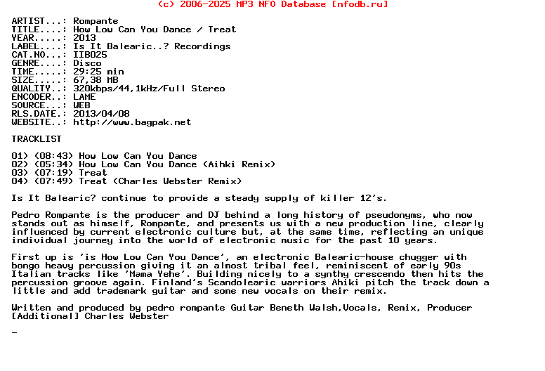 Rompante-How_Low_Can_You_Dance_-_Treat-(IIB025)-WEB-2013