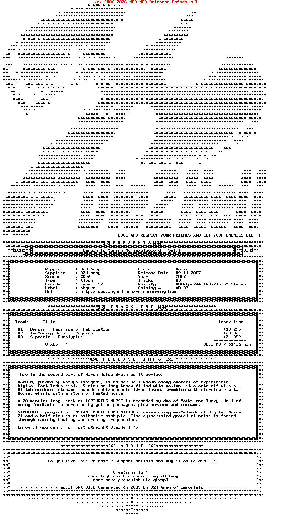 Daruin-Torturing_Nurse-Stpocold-Split-Limited_Edition-CDR-2007