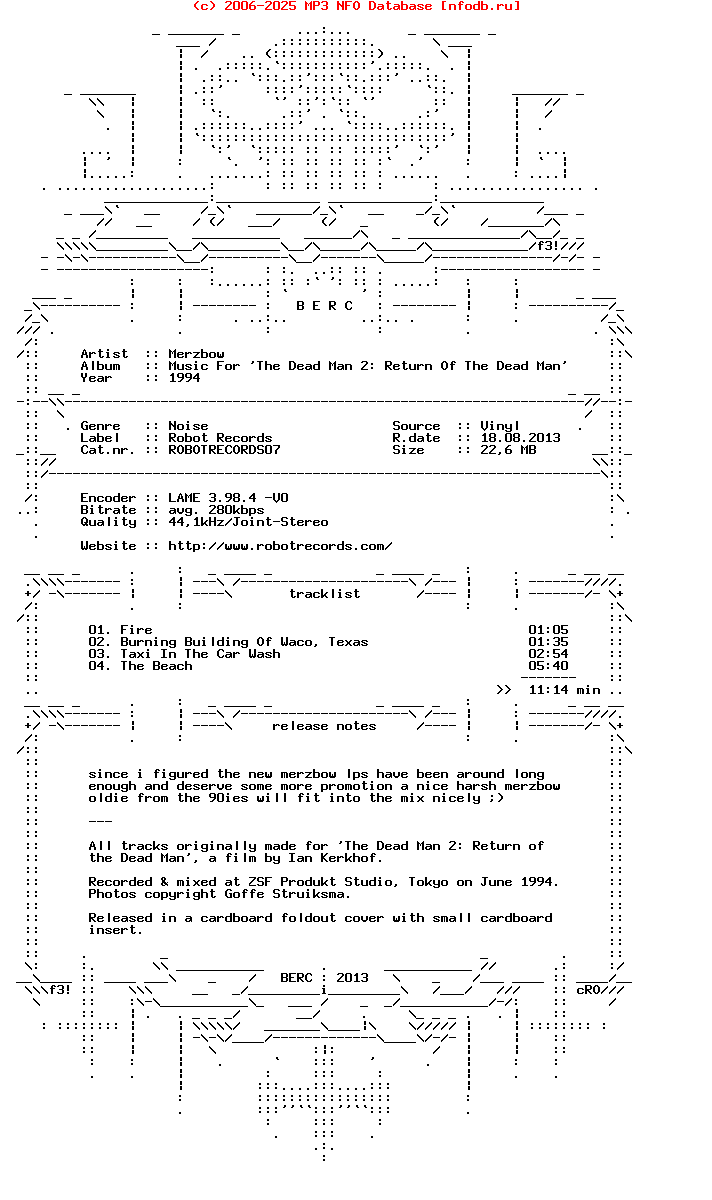 Merzbow-Music_For_The_Dead_Man_2_Return_Of_The_Dead_Man-Vinyl-EP-1994-BERC