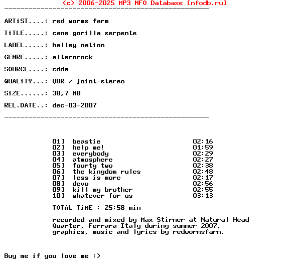 Red_Worms_Farm-Cane_Gorilla_Serpente-2007