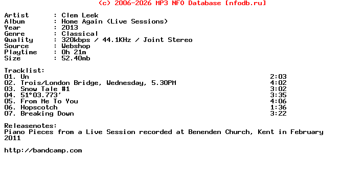 Clem_Leek-Home_Again__Live_Sessions-WEB-2013