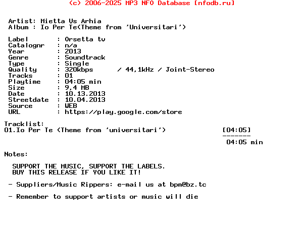 Mietta_Vs_Arhia-Io_Per_Te(THEME_FROM_UNIVERSITARI)-WEB-2013