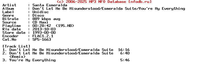 Santa_Esmeralda-Dont_Let_Me_Be_Misunderstood-Esmeralda_Suite-Youre_My_Everything-CDM-1993