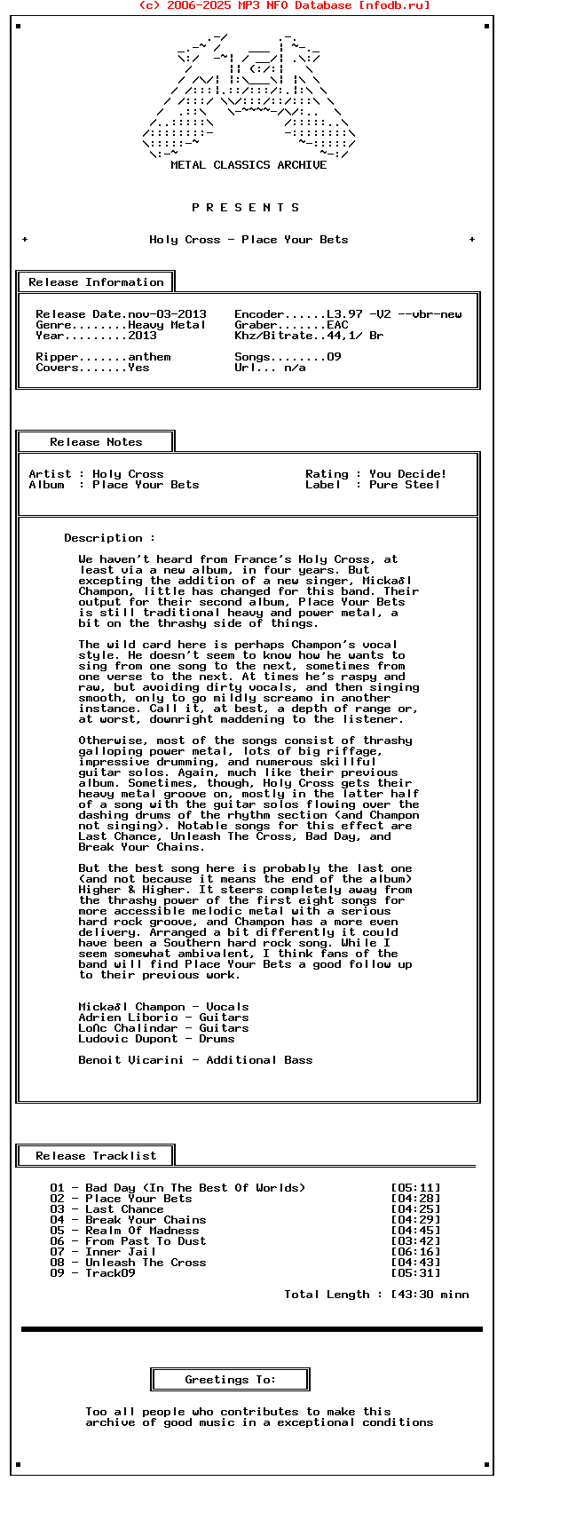 Holy_Cross_-_Place_Your_Bets-2013-Mca_Int