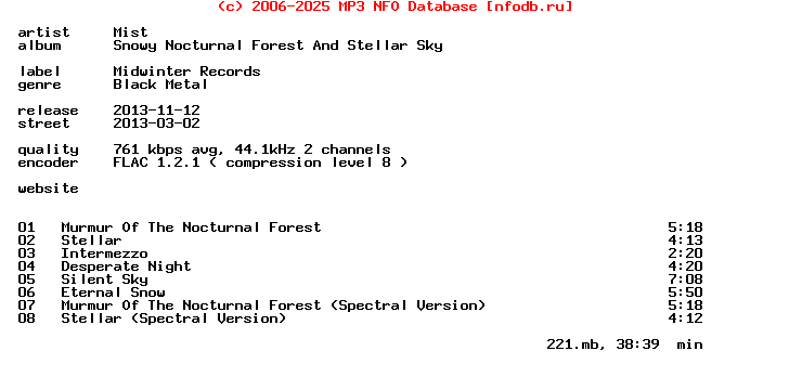 Mist-Snowy_Nocturnal_Forest_And_Stellar_Sky-CD-FLAC-2013