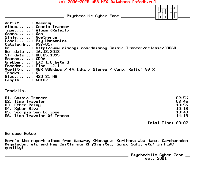 Masaray_-_Cosmic_Trancer-CD-FLAC-1995-PsyCZ