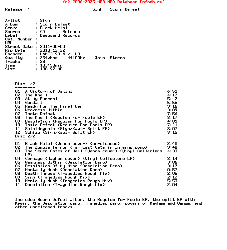 Sigh-Scorn_Defeat-Reissue_2Cd-2011