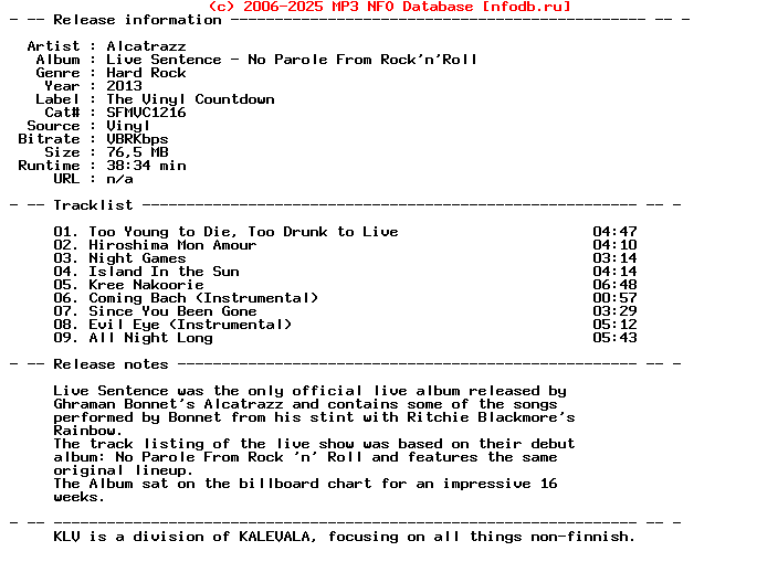 Alcatrazz--Live_Sentence-No_Parole_From_Rocknroll-Reissue-Lp-2013-Klv