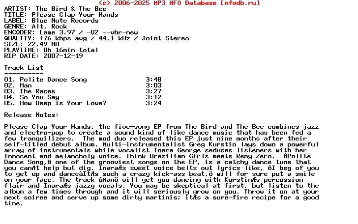 The_Bird_And_The_Bee-Please_Clap_Your_Hands-(EP)-2007