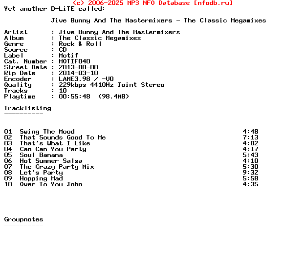 Jive_Bunny_And_The_Mastermixers-The_Classic_Megamixes-CD-2013