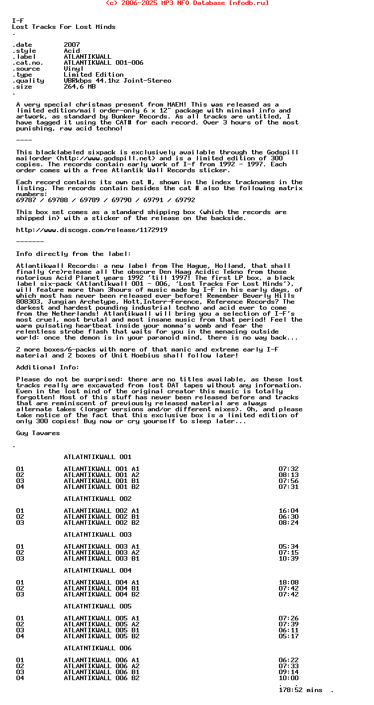 I-F-Lost_Tracks_For_Lost_Minds-(ATLANTIKWALL_001-006)-Vinyl-2007