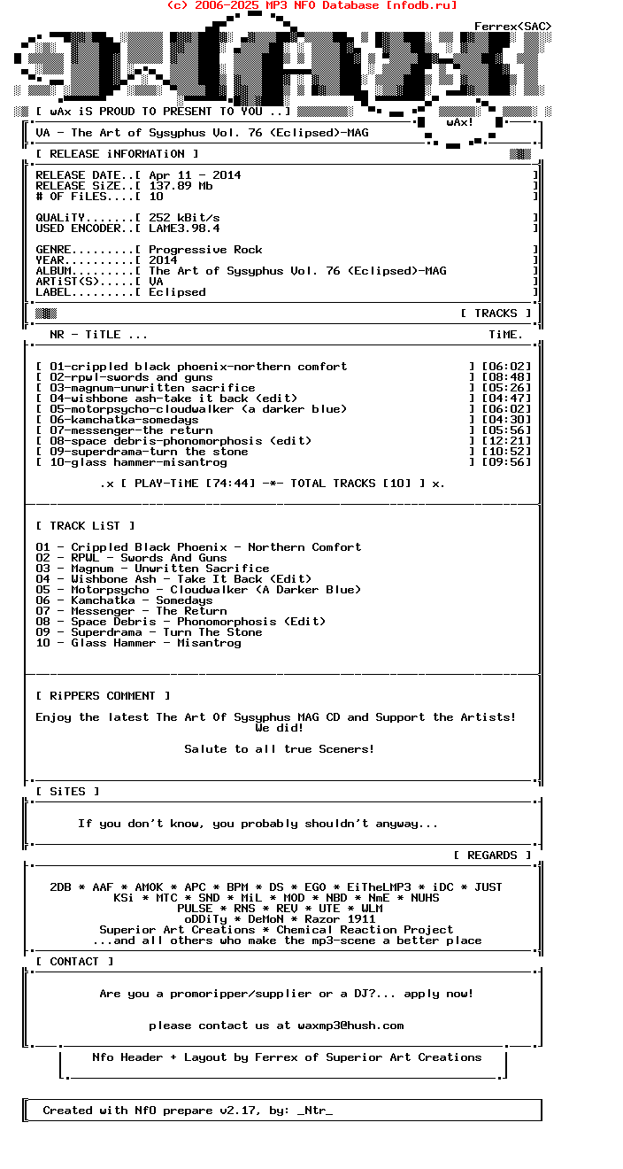 VA-The_Art_Of_Sysyphus_Vol._76_(ECLIPSED)-MAG-2014