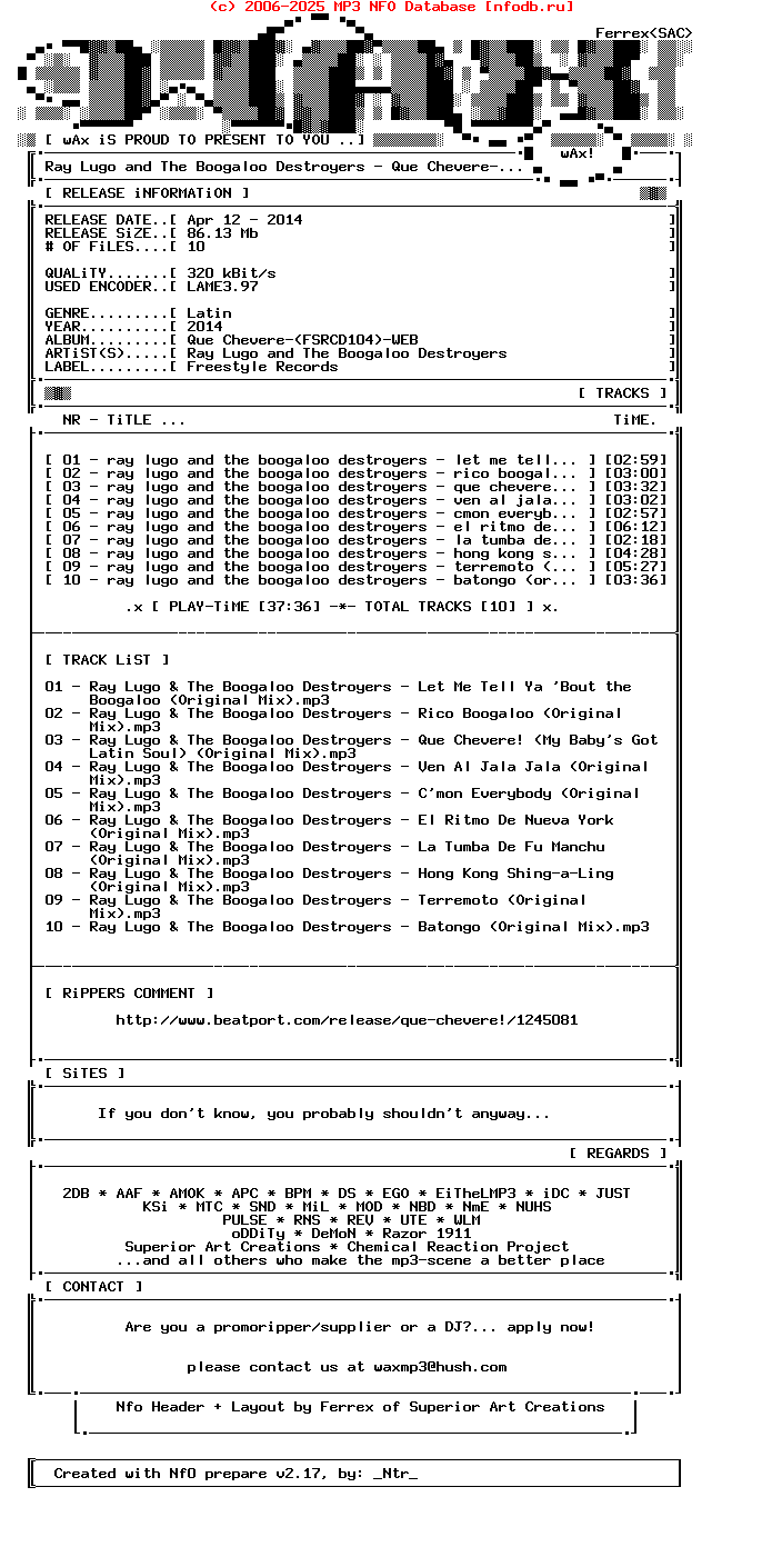 Ray_Lugo_And_The_Boogaloo_Destroyers-Que_Chevere-(FSRCD104)-WEB-2014