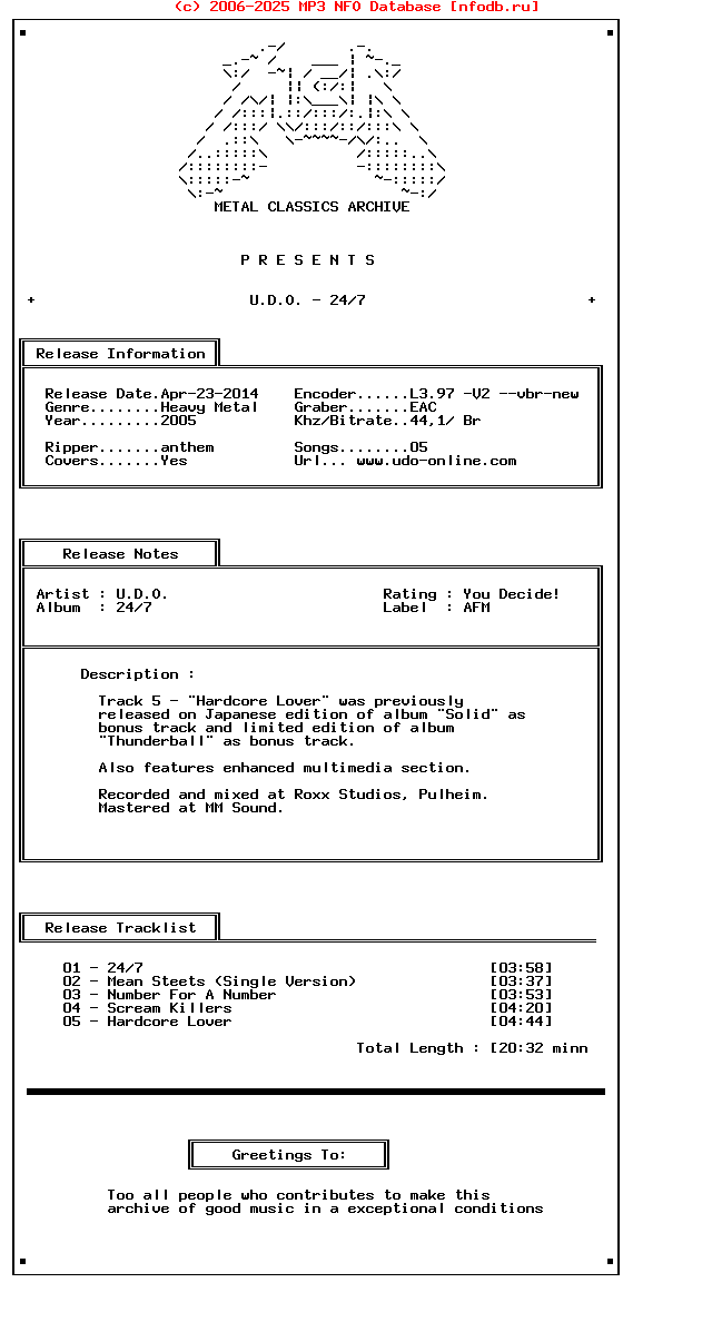 U.D.O._-_24-7-EP-2005-Mca_Int