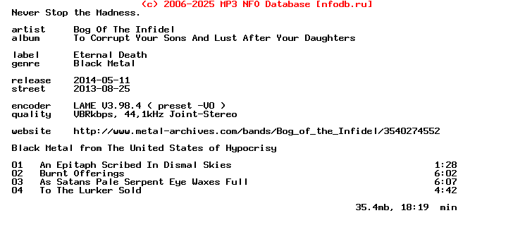 Bog_Of_The_Infidel-To_Corrupt_Your_Sons_And_Lust_After_Your_Daughters-EP-2013