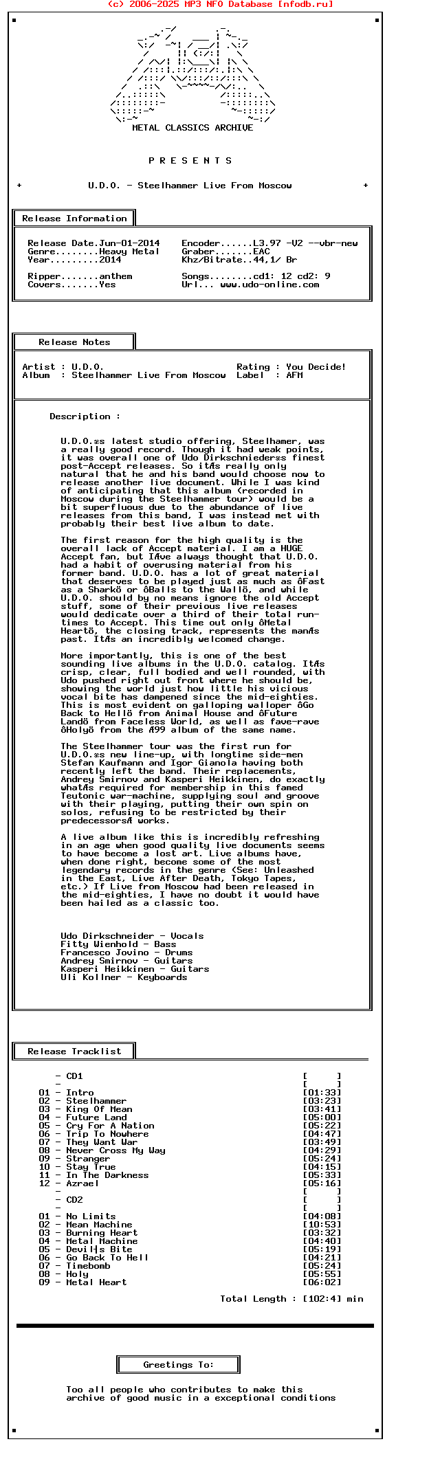 U.D.O._-_Steelhammer_Live_From_Moscow-2CD-Digipak-2014-Mca_Int