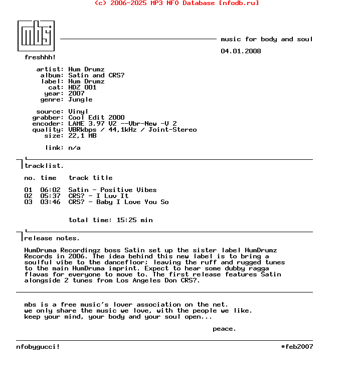 Hum_Drumz--Satin_And_Crs-(HDZ001)-Vinyl-2007-mbs