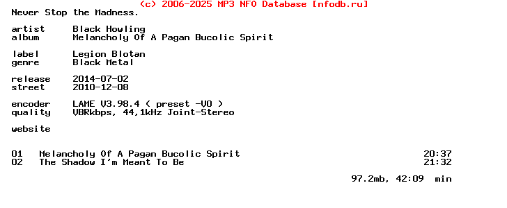 Black_Howling-Melancholy_Of_A_Pagan_Bucolic_Spirit-2010