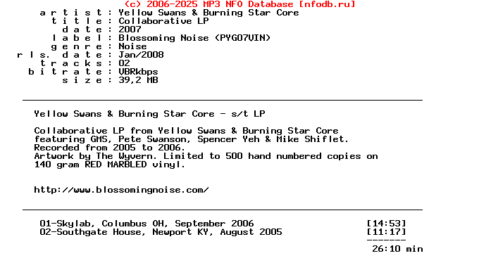 Yellow_Swans_And_Burning_Star_Core--Collaborative_Lp-(BLOSSOMING_NOISE)-Vinyl-2007