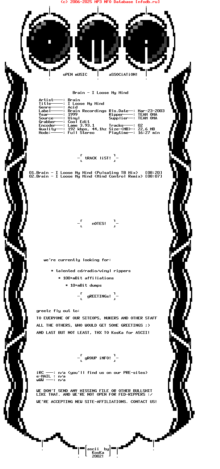 Brain_-_I_Loose_My_Mind_(BRN-0019)-Vinyl-1999-OMA