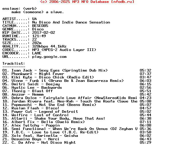 VA-Nu_Disco_And_Indie_Dance_Sensation-(BESE085)-WEB-2017