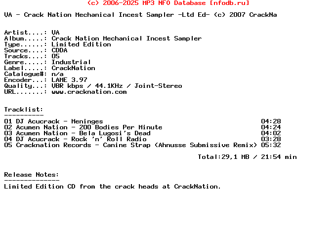 VA-Crack_Nation_Mechanical_Incest_Sampler-Ltd_Ed-2007